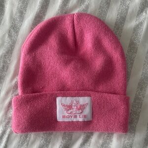 Boys Lie Vibrant Pink Kids Beanie